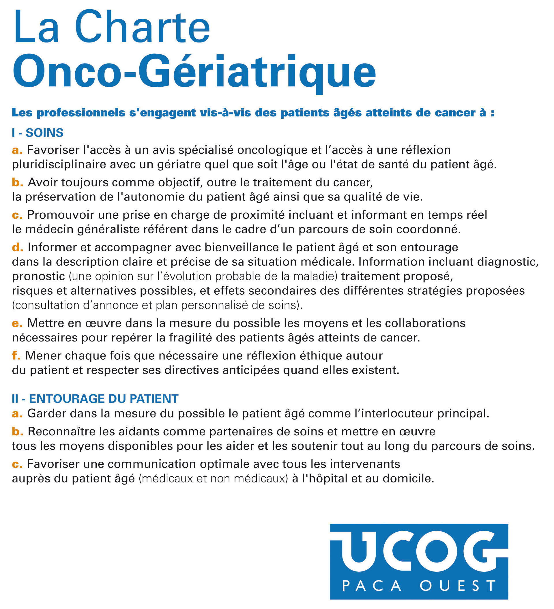 Charte oncogériatrique de l'UCOG Paca Ouest